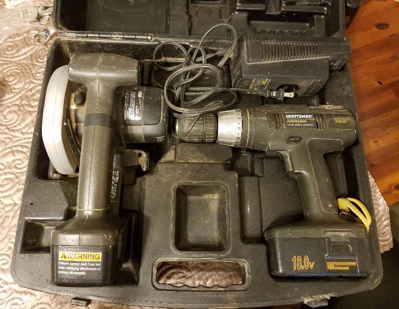 lot 7920 image: 18 Volt Craftsman Industrial 12 Cordless Drill  Driver & Cordless Circular Saw wcharger in case