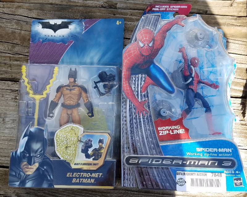 lot 7848 image: Batman and Spiderman Figures NEW IN PACKAGES