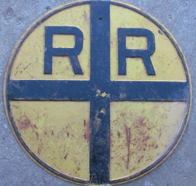 lot 7140 image: Pre-1935 Railroad Crossing Sign 24 diameter