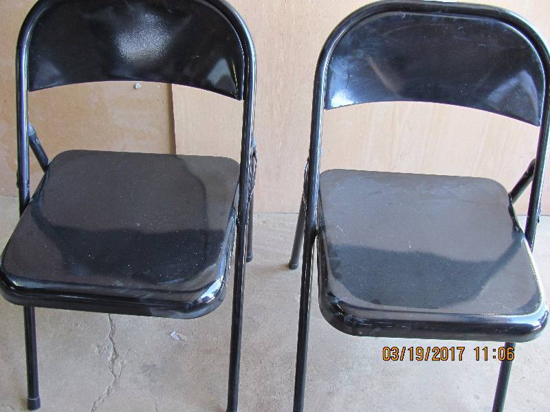lot 6001 image: Folding Metal Chairs - QTY 2 - Nice with all protective tipscaps intact