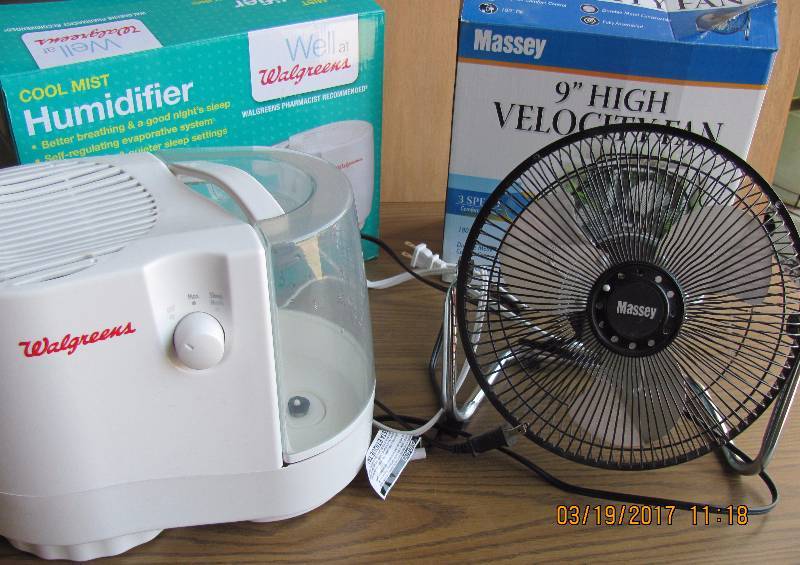 lot 6003 image: Cool Mist humidifier and Cooling Fan 9 with boxes