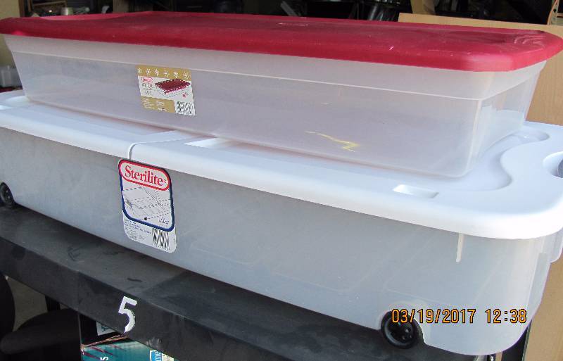 lot 6010 image: Storage Totes - Under bed style sterilite brand - one with wheels