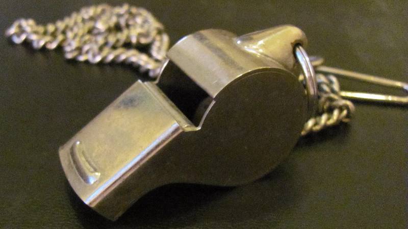 lot 6159 image: Nice whistle with long, 19.5 chain