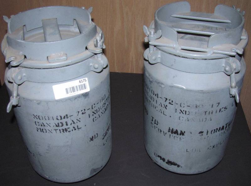 lot 6175 image: 2 black powder kegs - Aluminum - empty