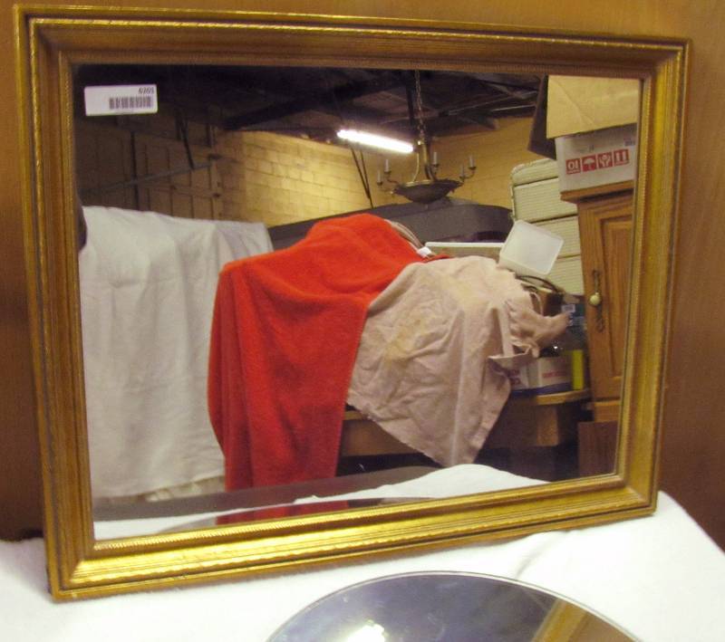 lot 6201 image: Two mirrors - one wall (beautiful frame) and one round table-top