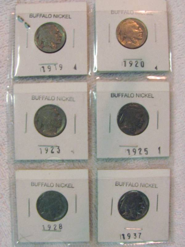 lot 6217 image: 6  Buffalo Nickles 1919 to 1937