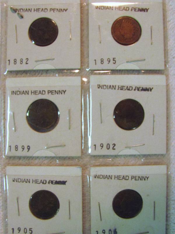 lot 6220 image: 6 INDIAN HEAD PENNIES - 1882 to 1906