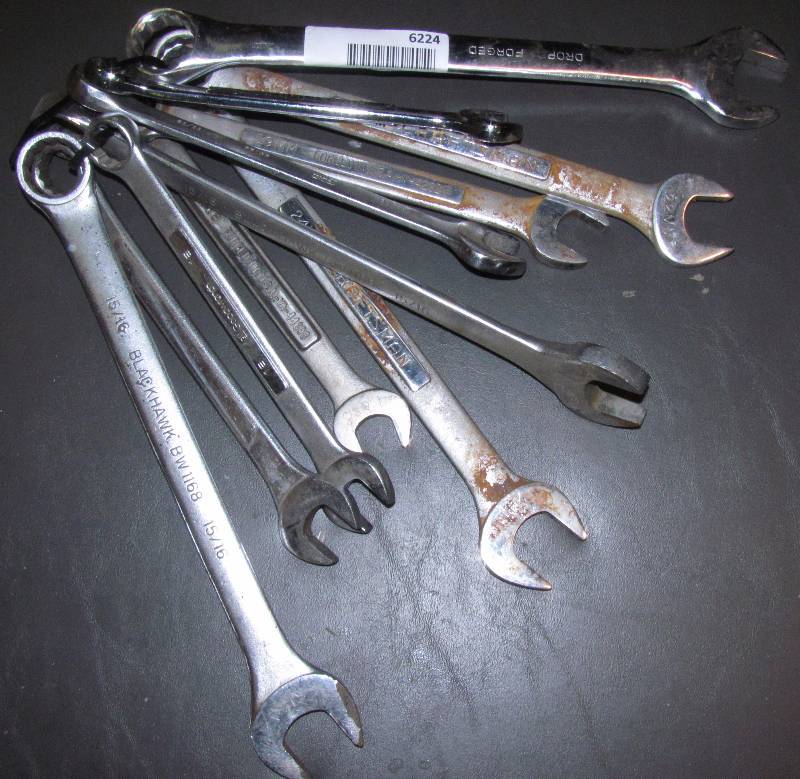 lot 6224 image: Wrenches - QTY 11 combination end. Some Craftsman