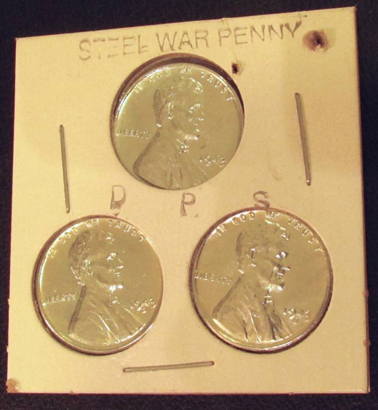 lot 6253 image: 3 - STEEL WAR PENNIES - 1943 one from each MINT