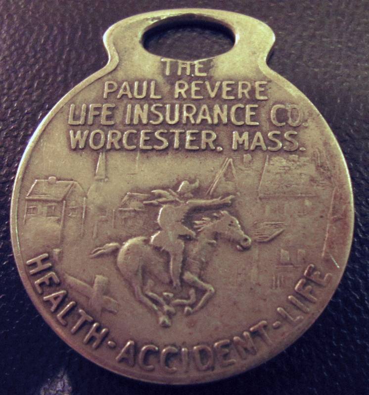 lot 6267 image: Luggage Fob - Vintage Paul Revere Life Insurance Company - awesome