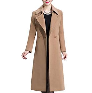 lot 1001 image: Aprsfn Womens Elegant Solid Color Mid-Length Thicken Warm Wool Blend Coat (Camel, Medium)