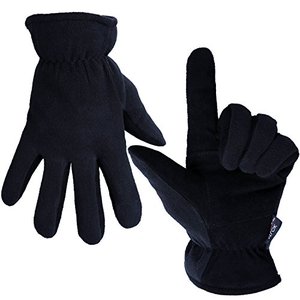 lot 1010 image: OZERO Winter Ski Gloves Cold Proof Deerskin Suede Leather Thermal Glove Warm Polar Fleece Heatlok Insulated Lining - Hands Warmer in Cold Weather for Women and Men (Denim-Black,S)