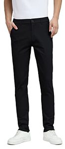 lot 1011 image: Plaid&Plain Mens Skinny Stretchy Khaki Pants Colored Pants Slim Fit Slacks Tapered Trousers 819 Black 36X28