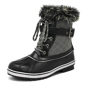 lot 1014 image: DREAM PAIRS Womens River 3 Grey Mid Calf Waterproof Winter Snow Boots Size 11 M US