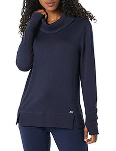lot 1015 image: Amazon Essentials Womens Studio Terry Long-Sleeve Funnel Neck Sweatshirt, Dark Navy, Medium