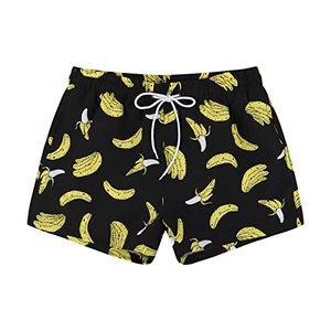 lot 1016 image: MADHERO Mens Swim Trunks Short Funny Swimming Shorts Bathing Suit with Mesh Liner 3 Inch Black Banana Size XL