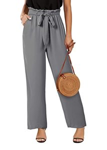 lot 1017 image: SySea Womens Wide Leg Palazzo Pants High Waisted Casual Cropped Paperbag Flowy Trousers with Belted