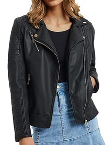 lot 1022 image: Bellivera Women Faux Leather Casual Jacket, Fall and Spring Fashion Motorcycle Bike Coat