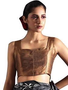 lot 1027 image: Womens Readymade Indian Style Designer Party Wear Bollywood Padded Blouse for Saree Crop Top Choli Gold