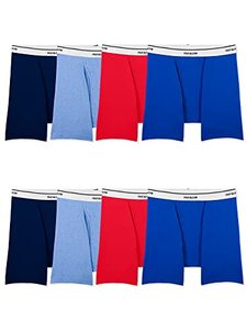 lot 1034 image: Fruit of the Loom Mens Active Cotton Blend Lightweight Boxer Briefs, Assorted Colors (8 Pack), Large