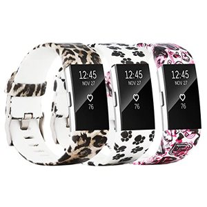 lot 1048 image: honecumi Charge 2 Bands Compatible with Fitbit Charge 2 Watch Band Bracelet for Men Women, Soft Silicone Colorful Pattern Watchband Wristbands Replacement Strap Accessories for Charge 2-Slim Wrist