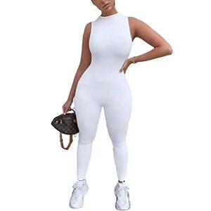lot 1053 image: EOJN Womens Sexy Bodycon Jumpsuit One Piece,Sleeveless Zipper Pants Rompers Jumpsuit White