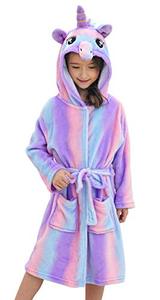 lot 1069 image: Doctor Unicorn Soft Unicorn Hooded Bathrobe Sleepwear - Unicorn Gifts for Girls (Bright Purple, 5-6 Years)
