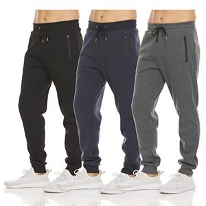 lot 1070 image: PURE CHAMP Mens 3 Pack Fleece Active Athletic Workout Jogger Sweatpants for Men with Zipper Pocket and Drawstring Size XL