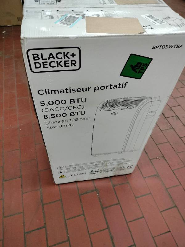 BLACK+DECKER BPT05WTBA Portable Air Conditioner, 5,000 BTU SACCCEC 8,500  BTU ASHRAE, White 