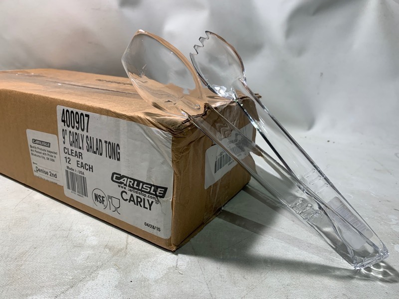 lot 117 image: New Box of 12 - 9 Carlisle Quality Industry Carly Tongs, Clear