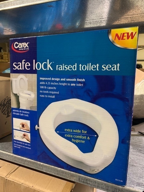 lot 171 image: New Carex Safety Safe Lock Raised Elevated Toilet Seat, White