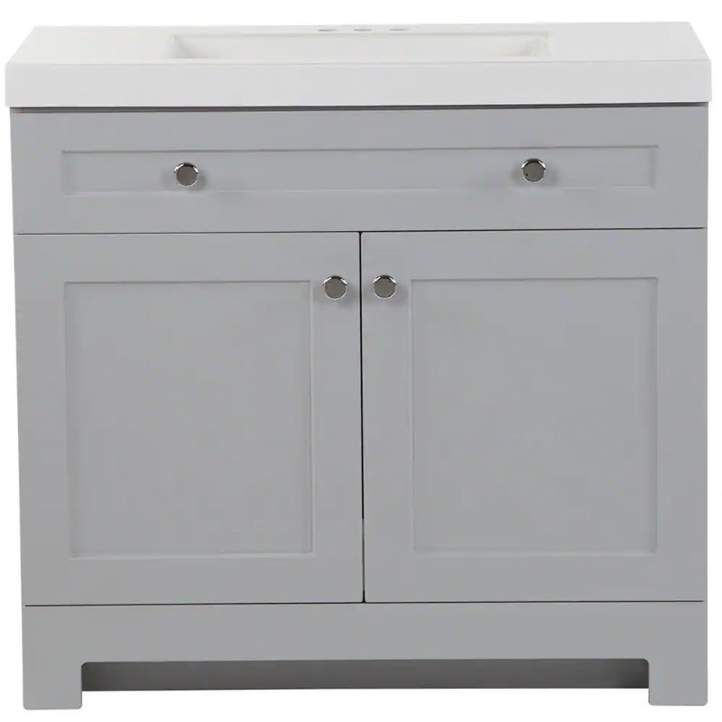 lot 19 image: New Everdean 36.50 in. W x 18.75 in. D Bath Vanity in Pearl Gray w Cultured Marble Vanity Top in White with White Basin