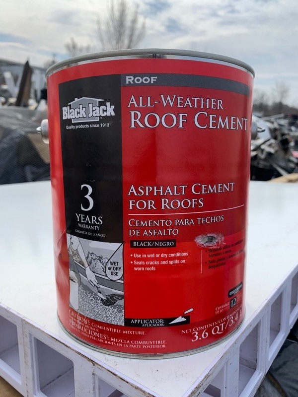 lot 146 image: New Can of Black Jack All-Weather Roof Cement Asphalt Cement For Roofs, Black
