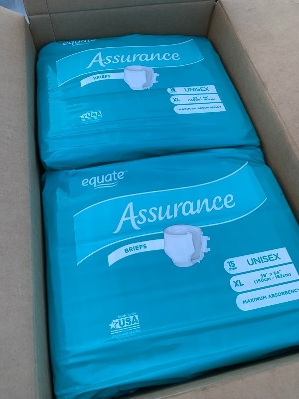 lot 348 image: 1 New Case of 60 Total Equate Assurance Maximum Absorbance Unisex Briefs, XL