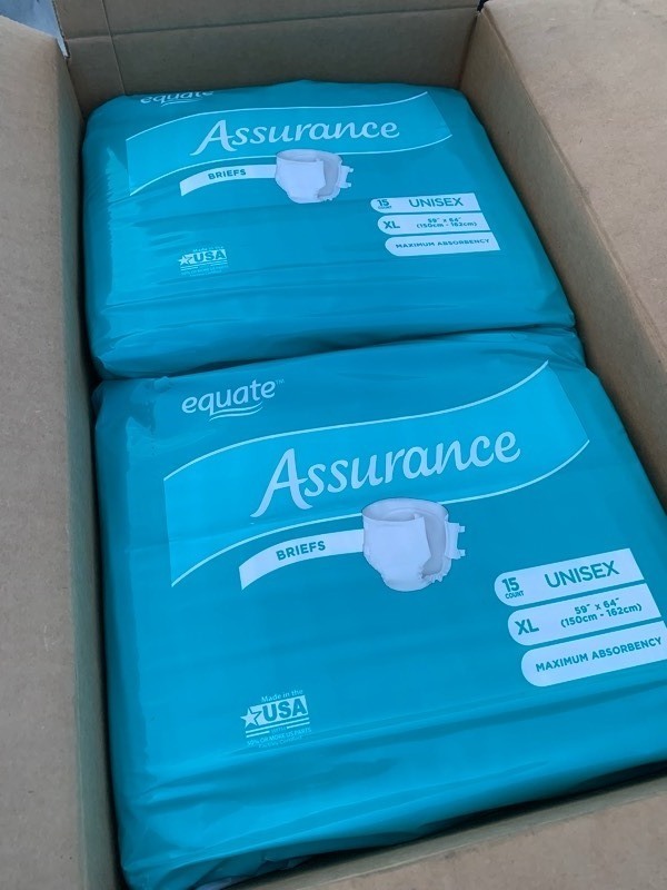 lot 349 image: 1 New Case of 60 Total Equate Assurance Maximum Absorbance Unisex Briefs, XL