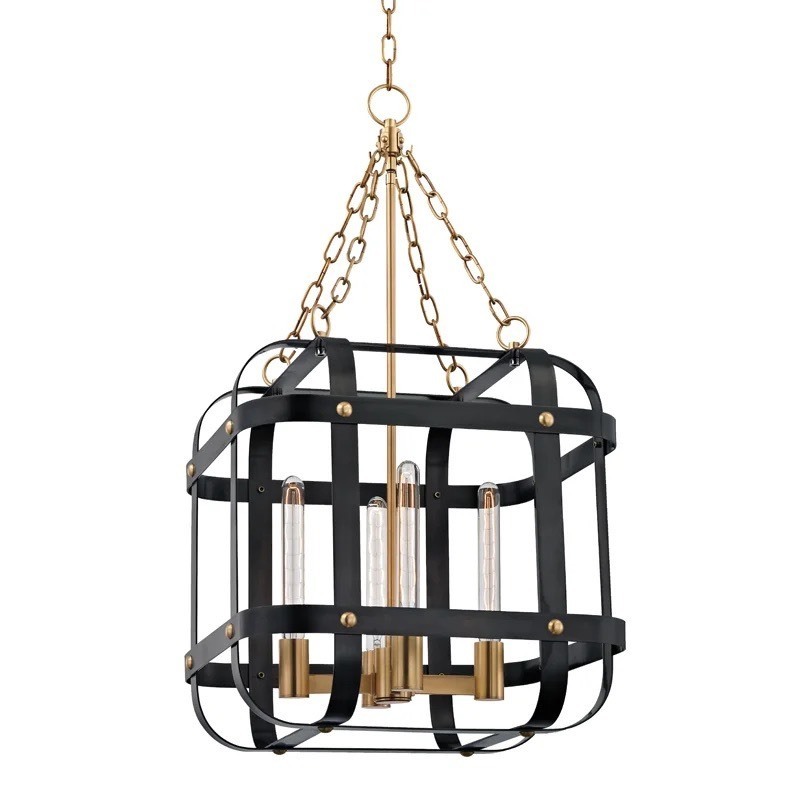 lot 72 image: Hudson Valley Lighting Rustic Styled Aged Old Bronze Colchester 4-Light Chandelier LAST ONE