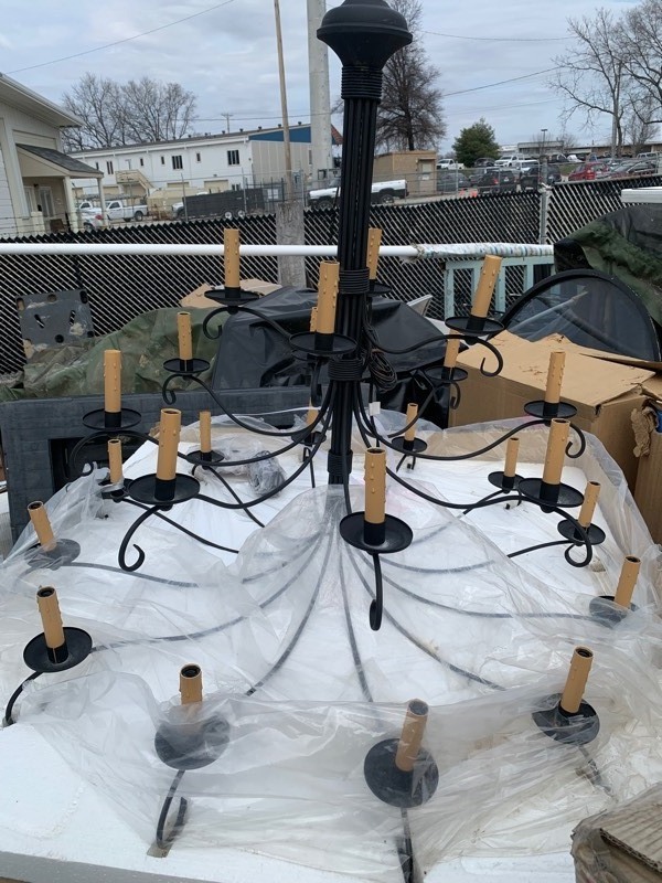 lot 73 image: Large 3ftx3ft Modern Elegance Candle Drip Styled Chandelier, Black LAST ONE