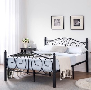 lot 3 image: VECELO Metal Platform Bed FrameMattress Foundation with Deluxe Headboard & Footboard No Box Spring Needed, Heavy Duty & Easy Set up, Full, Black