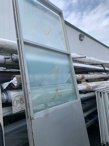 lot 56 image: Industrial Heavy Duty Opaque Translucent Glass Metal Panel 43.5x105x3