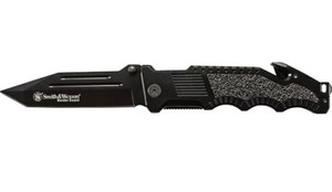 lot 6 image: Smith & Wesson Border Guard 10in High Carbon S.S. Folding Knife with 4.4in Tanto Blade and Aluminum Handle for Tactical, Survival and EDC