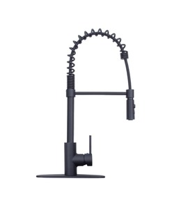 lot 50 image: New Tehila Coil Pull Down Utility Modern Faucet, Matte Black