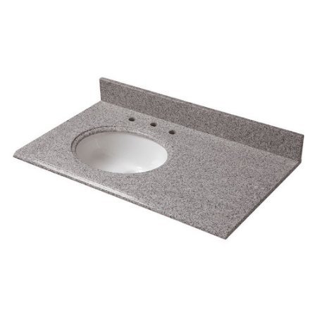 lot 3094 image: Pegasus 37 in. W Granite Vanity Top with Offset Left Bowl and 8 in. Faucet Spread in Napoli
