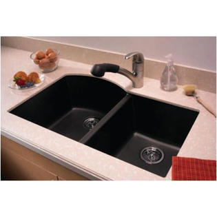 lot 3105 image: Swanstone QUDB-3322.170 Undermount Double Bowl Kitchen Sink, 32-Inch x 21-Inch, Espresso