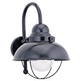 lot 6194 image: Sea Gull Lighting 8870-12 Outdoor One-Light Wall Lantern, Black Finish