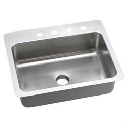 lot 6207 image: Elkay NLX3322104 Neptune Drop-in 33x22x10 4-Hole Double Bowl Kitchen Sink Stainless Steel