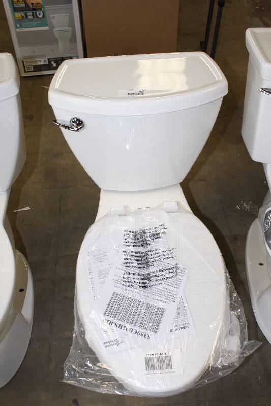 lot 1814 image: American Standard Right Height Complete 2-Piece 1.28 GPF Single Flush Elogated Toilet in White