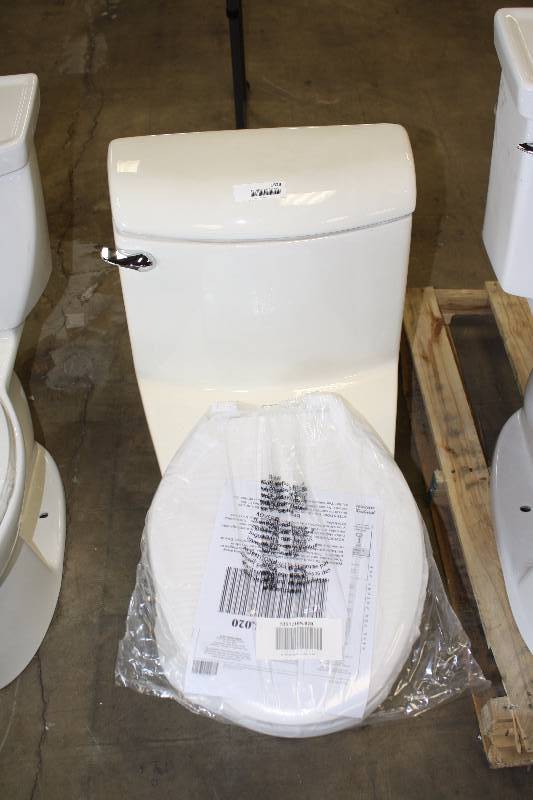 lot 1823 image: American Standard 1-piece 1.28 GPF Single Flush Elongated Toilet in White