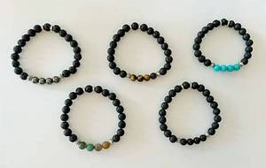 lot 44227 image: Set of 5 Lave Bracelets w Gemstones In Organza Bas MULTIM