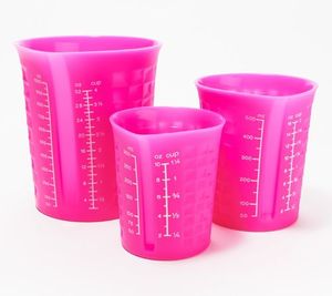 lot 44236 image: Retail - $27.50 KOCHBLUME 3-Piece Silicone Measuring Cup Set, TEAL