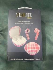 lot 44276 image: True Wireless Earbuds with Charging Case by Xtreme Time Pink Plaid,